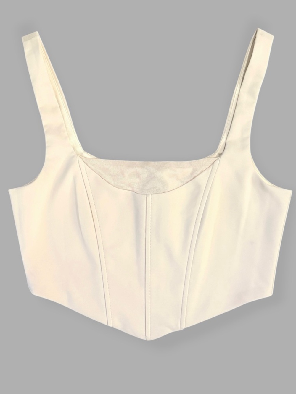 Tiger Mist Cream Corset Crop Top Bustier Structured Zip Back Medium